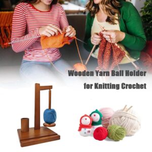 Yarn Holder for Crocheting Wooden Yarn Rack Stand with Phone Stand, Crochet Hook Storage and Magnetic Yarn Ball Holder Spinner