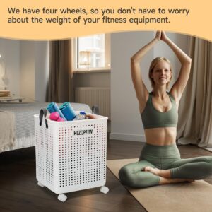 HLZQPFJWcollapsible laundry baskets,laundry basket with wheels,laundry hamper with wheels,dorm laundry hamper,laundry basket plastic，35, 50, 60 liter large capacity (White, Extra large)