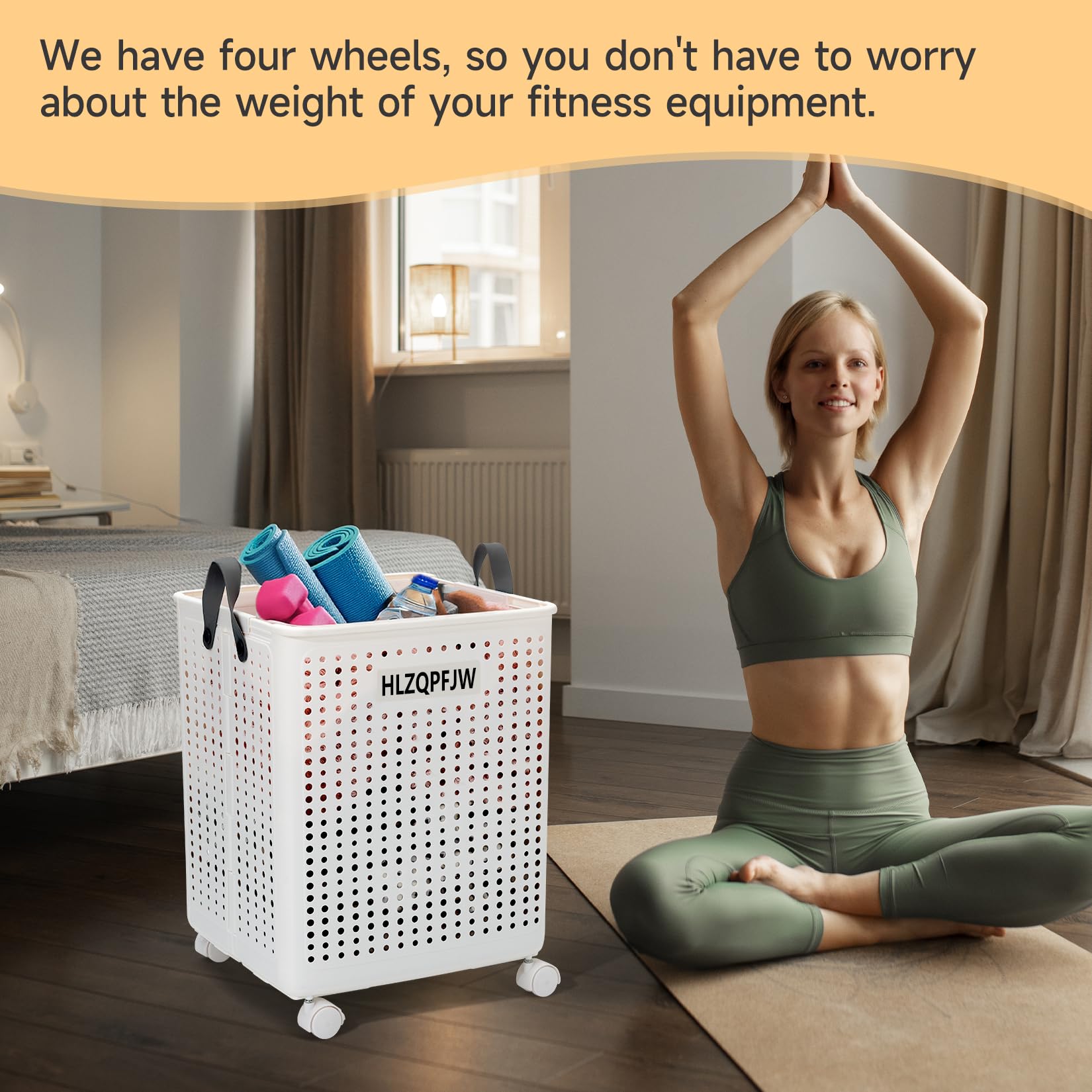 HLZQPFJWcollapsible laundry baskets,laundry basket with wheels,laundry hamper with wheels,dorm laundry hamper,laundry basket plastic，35, 50, 60 liter large capacity (White, Extra large)