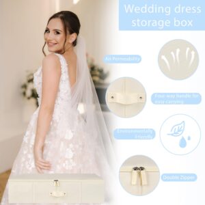 Wedding Dress Storage Box - Wedding Dress Preservation Box with Microfiber Gloves, 20 Sheets of Acid Free Paper and Dustproof Bag, Bridal Essentials, Heirloom Breathable Wedding Dress Box (Beige)