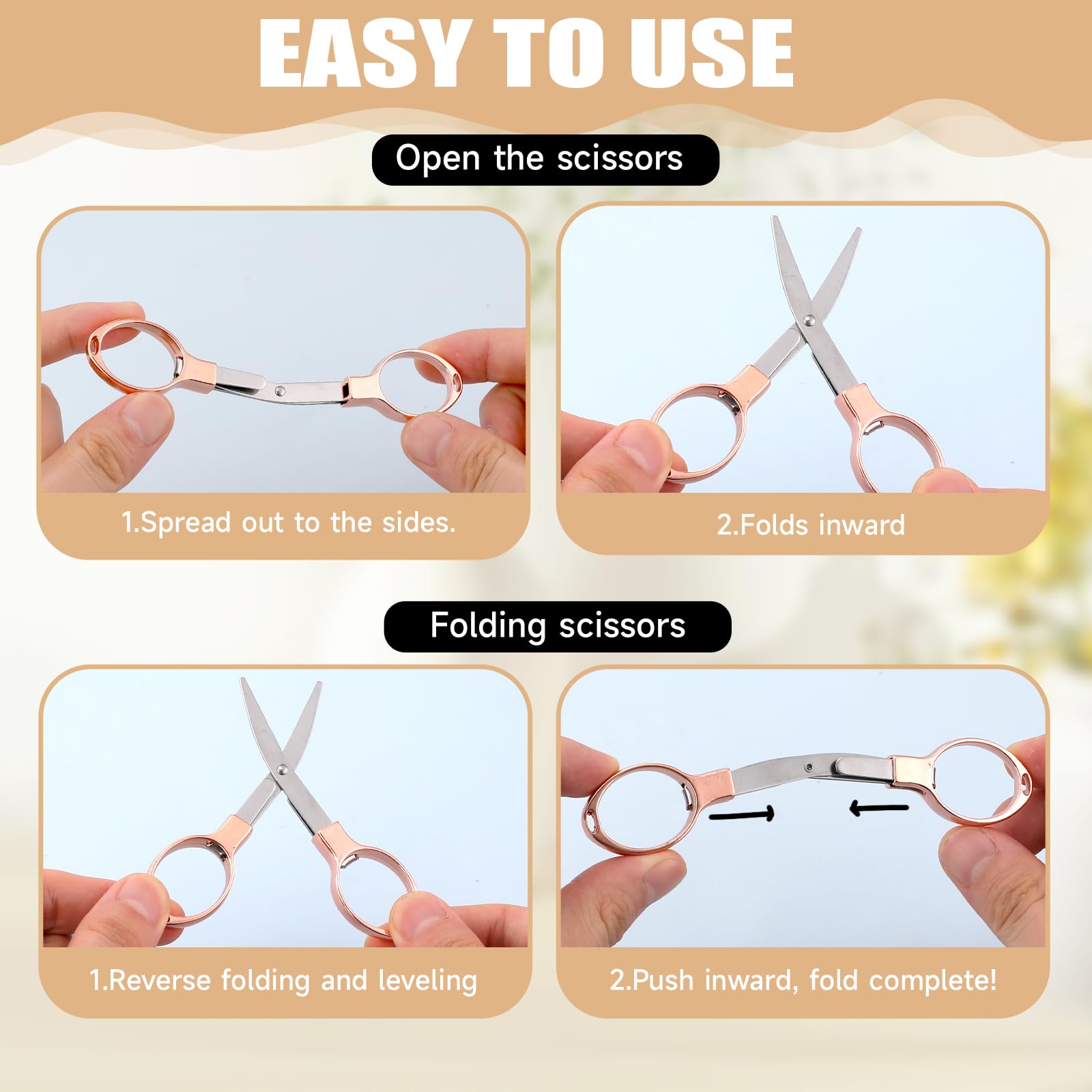 2pcs Folding Scissors Portable Safety Small Travel Scissors Anti Rust Badge Scissors Mini Shear Telescopic Cutter,Little Scissors for Nurse Travel Office Fishing Crafts