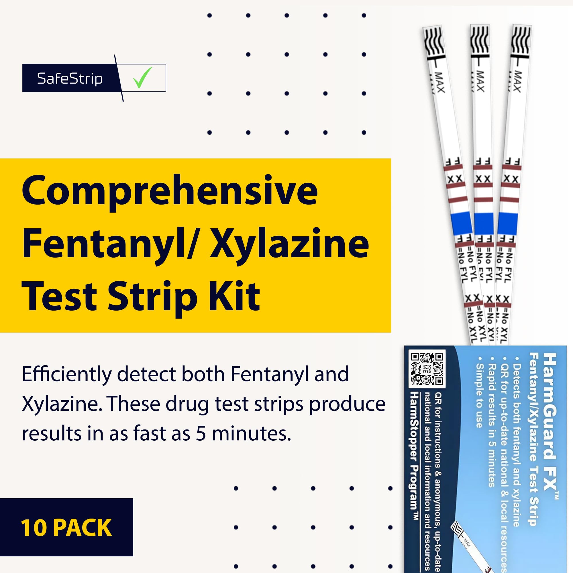 HarmGuard FX - 2-in-1 Fentanyl/Xylazine Test Strip Kit, Easy-to-Use 10-Pack Test Strips with Scoop, Ideal for Facility/Home Medical Drug Tests on Pills, Powder, Liquids & Residue