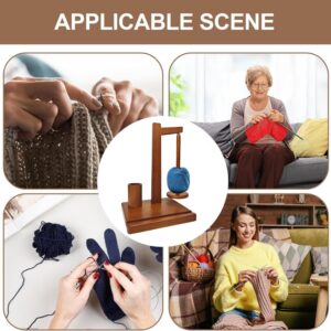 Yarn Holder for Crocheting Wooden Yarn Rack Stand with Phone Stand, Crochet Hook Storage and Magnetic Yarn Ball Holder Spinner