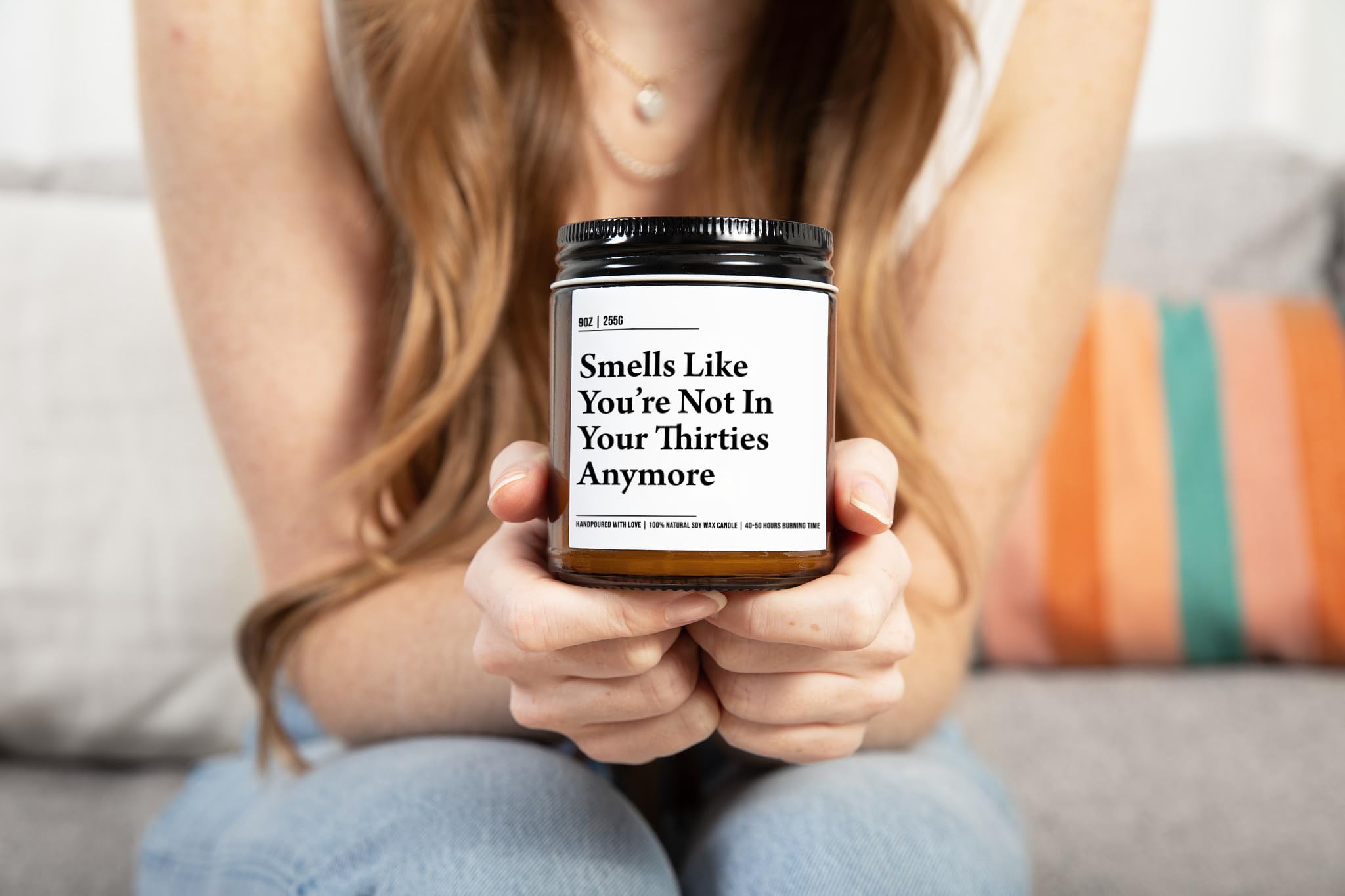 Smells Like You're Not in Your Thirties Anymore - Funny 40th Birthday Gifts for Women and Men - Funny Present Idea for Husband Wife – 40 Year Old Party Decorations for Him, Her - 9oz Soy Wax Candle