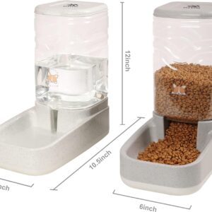 Elevon Automatic Dog Feeder, Gravity Food and Water Dispenser Bowl Set for Small Medium Cats Animals, Pet Feeder Dispenser Storage Food, 3.8L Large Capacity, White & Gray