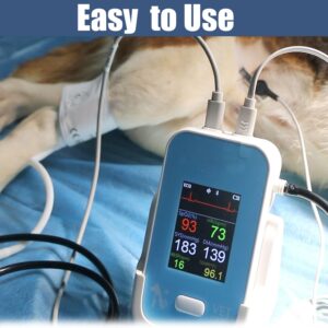 Veterinary Blood Pressure Monitor for Dog,Pulse Oximeter for Pet with Bluetooth,6 Parameters Veterinary Patient Monitoring Equipment,Rechargeable Animal Vital Signs Monitor for Family Clinic Use