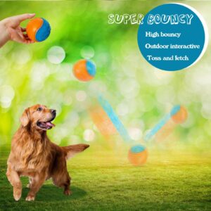 Cdyzqikm 3.5in Squeaky Dog Toy Ball Pack High Bouncy Ball for Interactive Playing Spikys Pet Balls for Teeth Cleaning Durable Tough Chew Toys for Medium & Large Dogs Fetch Training Teething Balls 4Pcs