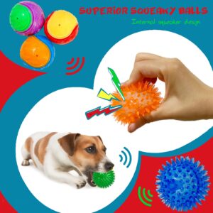 Cdyzqikm 2.3” Squeaky Dog Toy Ball Pack High Bouncy Ball for Interactive Playing Spikys Pet Balls for Teeth Cleaning Durable Tough Chew Toys for Small & Medium Dogs Fetch Training Teething Balls 6Pcs