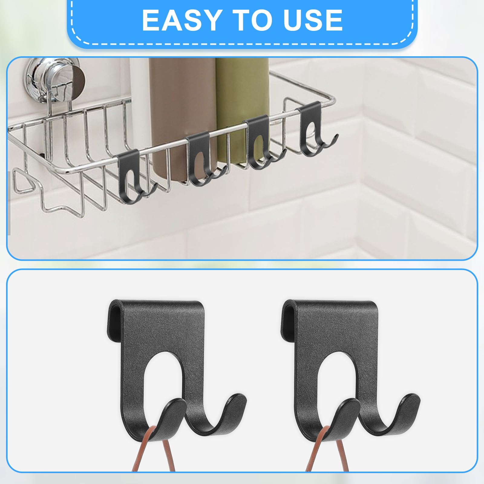 Qianyu 4Pcs Stainless Steel Shaver Hook Holder for Shower Wall Hanger Heavy Duty Waterproof Wall Hooks Bathroom Blade Shaver Holder for Men Women Towels Coat Hat