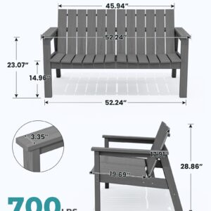 SERWALL Outdoor Bench for 2 Person, Grey 1 Pack