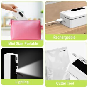 Mini Bag Sealer,4 In 1 USB Rechargeable Bag Sealer And Cutter, 5 Seal Time Modes & 3.8in Heating Strip, with 3000mAh Battery Chip Bag Sealer, Portable Bag Resealer For Chip Bags, Plastic Bags(white)