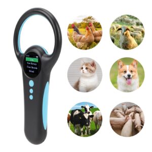 pet microchip reader, data storage portable pet chip scanner rechargeable animal id tag scanner with stable display 134.2k dual frequency chip for animal pets pigs dogs cats