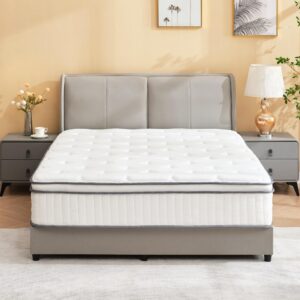 mikibama King Size Mattress, 14 Inch Hybrid King Mattress in a Box,King Bed Mattress with Memory Foam and Pocket Spring,Tight Top Medium Firm Feel, 76"*80"*14"