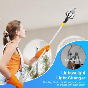 LYDODOKA Light Bulb Changer for High Ceilings, 18FT Light Bulb Extension Pole Changer with 3-12FT Telescopic Extension Pole, Light Bulb Removal Tool with Basket & Suction Cup for Recessed Lights