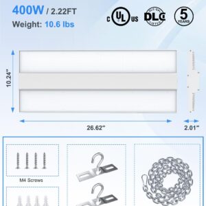 ADUB LED High Bay Light 240W 192W 144W, 1.63FT LED Warehouse Light 3000K 4000K 5000K, 36000LM, 400W LED High Bay Shop Light, 2.2 FT UL Listed LED High Bay Light 0-10V Dimmable