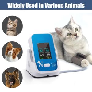 Veterinary Blood Pressure Monitor for Dog,Pulse Oximeter for Pet with Bluetooth,6 Parameters Veterinary Patient Monitoring Equipment,Rechargeable Animal Vital Signs Monitor for Family Clinic Use