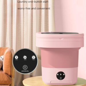 Portable washing machine,Mini Washer,11L upgraded large capacity foldable Washer.Deep cleaning of underwear, baby clothes and other small clothes.Suitable for apartments, dormitories, hotels. (Pink)