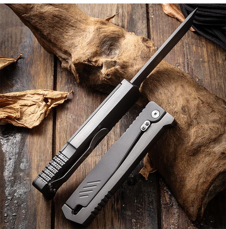 LEASUR Tactical Knife, Folding Knife,9" All Steel Blade Pocket knife with Belt Clip,Outdoor Knife for Camping,Fishing and Hiking