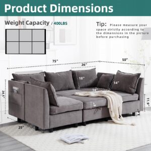 UNISHION Modular Sectional Sofa Convertible L U Shaped Sofa Couch with Storage, Comfy Cloud Sleeper Sectional Sofa Bed Set, Modern DIY Combination Couches for Living Room, Apartment(Grey)