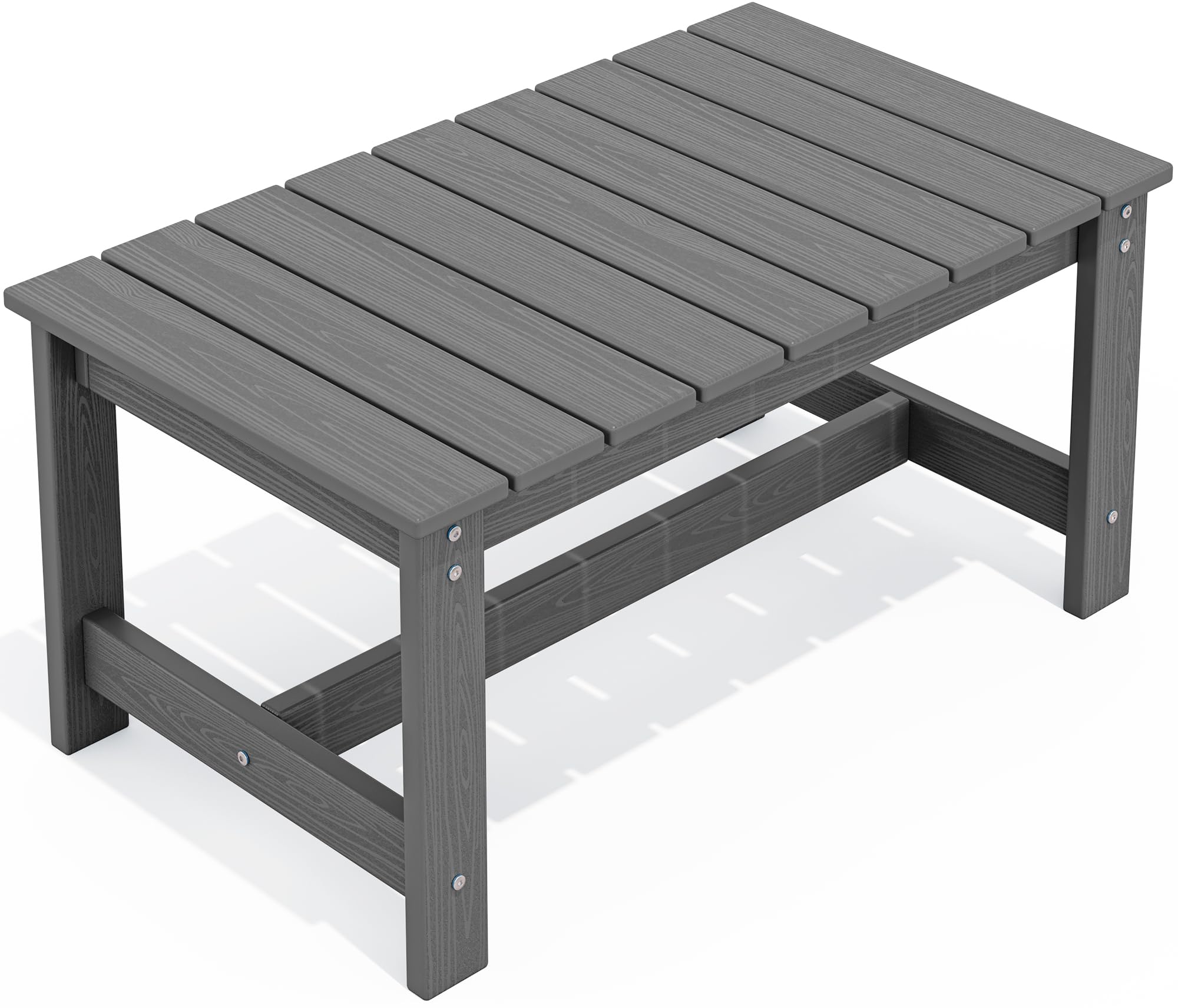 SERWALL HDPE Patio Coffee Table, Rectangle Outdoor Coffee Table, All Weather Patio Table for Deck, Pool, Balcony, Indoor or Outdoor Use, Grey