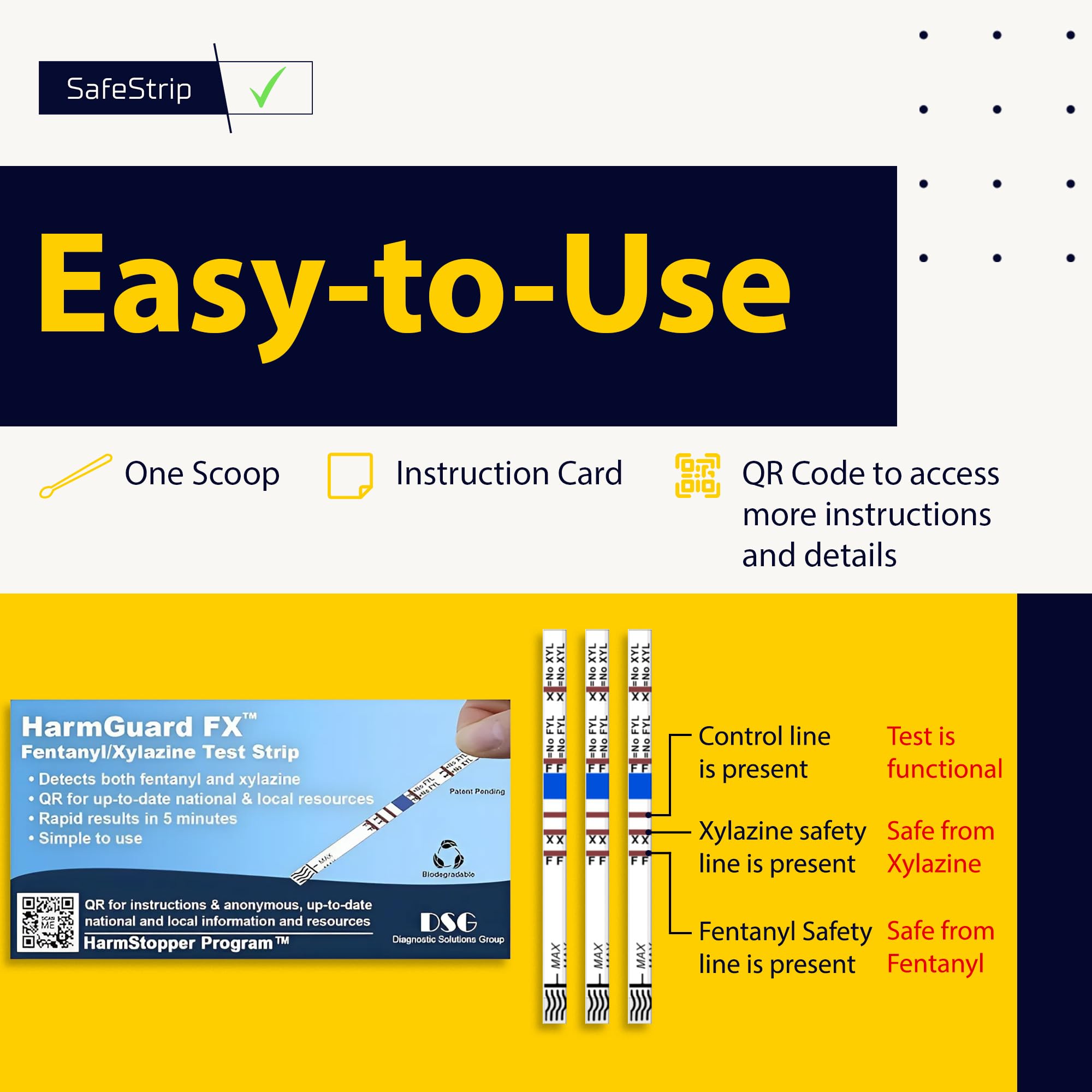 HarmGuard FX - 2-in-1 Fentanyl/Xylazine Test Strip Kit, Easy-to-Use 10-Pack Test Strips with Scoop, Ideal for Facility/Home Medical Drug Tests on Pills, Powder, Liquids & Residue