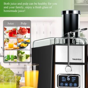 1200W 6-Speed Touch LCD Screen Centrifugal Juicer with 3.5" Big Wide Chute, Healnitor Juice Extractor Machines Vegetable and Fruit, Titanium Enhanced Filter, Easy Clean, BPA-Free, Silver