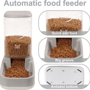 Elevon Automatic Dog Feeder, Gravity Food and Water Dispenser Bowl Set for Small Medium Cats Animals, Pet Feeder Dispenser Storage Food, 3.8L Large Capacity, White & Gray