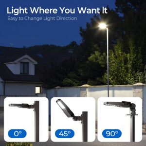 CINOTON Outdoor Solar Landscape Pathway Lights with 3 Lighting Modes and 240W/200W/150W LED Parking Lot Light Outdoor 36000LM, 100-277V Dusk to Dawn IP65 Waterproof Commercial Street Light