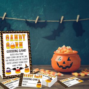 BIZIBAFF Guess How Many Candy Corns Halloween Party Game 50 Candies Guessing Game Cards Halloween Baby Shower Party Game for Adults Guess How Many Candies are in The Jar Halloween Party Supplies