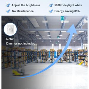 ADUB LED High Bay Light 240W 192W 144W, 1.63FT LED Warehouse Light 3000K 4000K 5000K, 36000LM, 400W LED High Bay Shop Light, 2.2 FT UL Listed LED High Bay Light 0-10V Dimmable