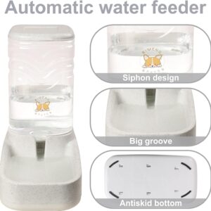 Elevon Automatic Dog Feeder, Gravity Food and Water Dispenser Bowl Set for Small Medium Cats Animals, Pet Feeder Dispenser Storage Food, 3.8L Large Capacity, White & Gray