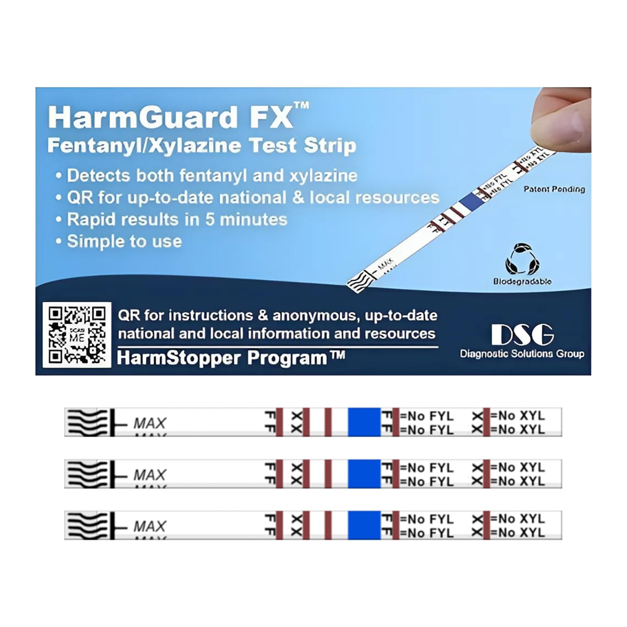 HarmGuard FX - 2-in-1 Fentanyl/Xylazine Test Strip Kit, Easy-to-Use 10-Pack Test Strips with Scoop, Ideal for Facility/Home Medical Drug Tests on Pills, Powder, Liquids & Residue