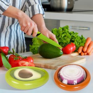 SUPODDK Onion Storage and Avocado Saver，Reusable Silicone Food Storage Container Set of 4, Perfect For Storing Tomatoes, Lemons, Garlic, and Other Fruit and Vegetable For Fridge