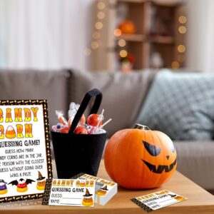 BIZIBAFF Guess How Many Candy Corns Halloween Party Game 50 Candies Guessing Game Cards Halloween Baby Shower Party Game for Adults Guess How Many Candies are in The Jar Halloween Party Supplies