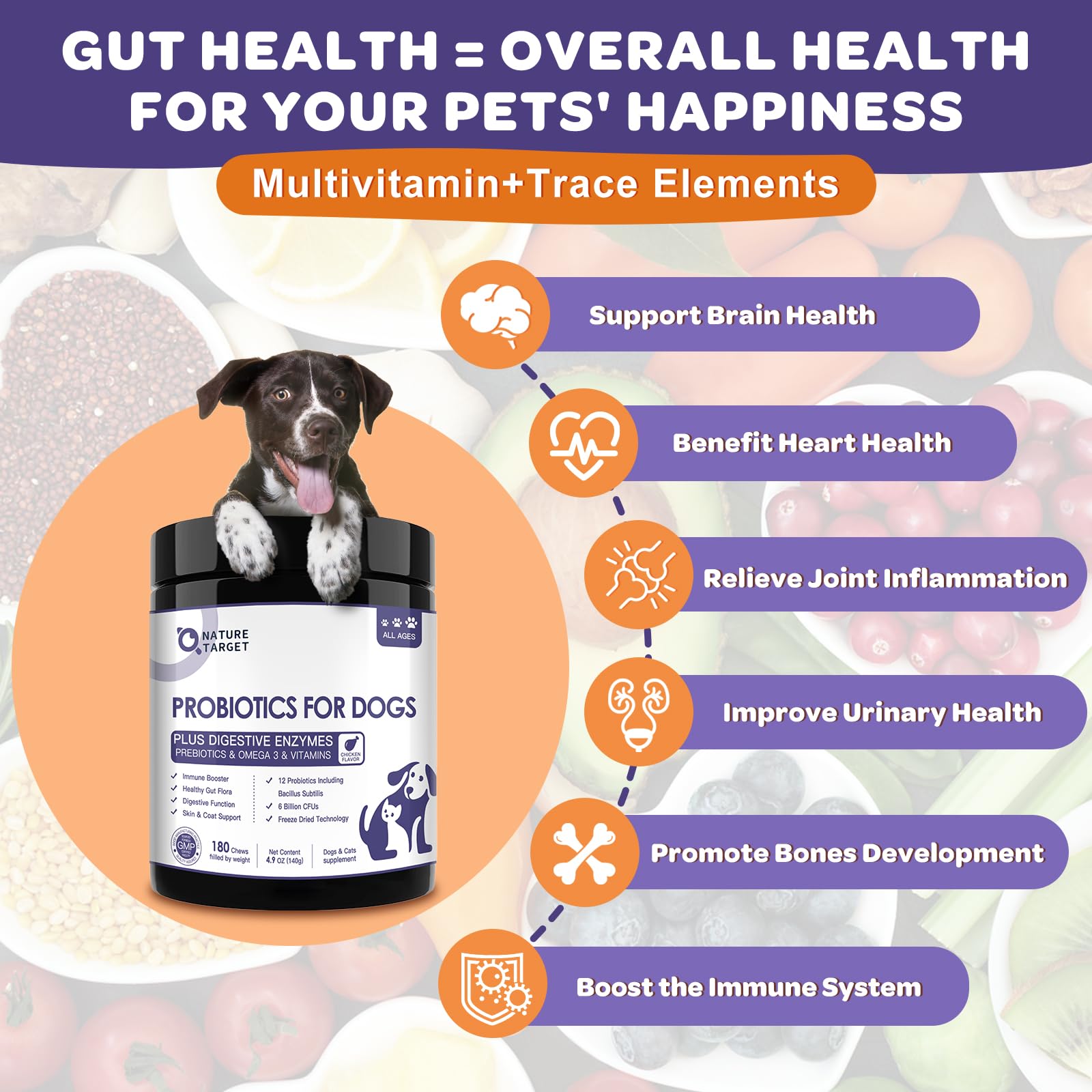 Dog Multivitamin, Probiotics for Dogs 180 Bites