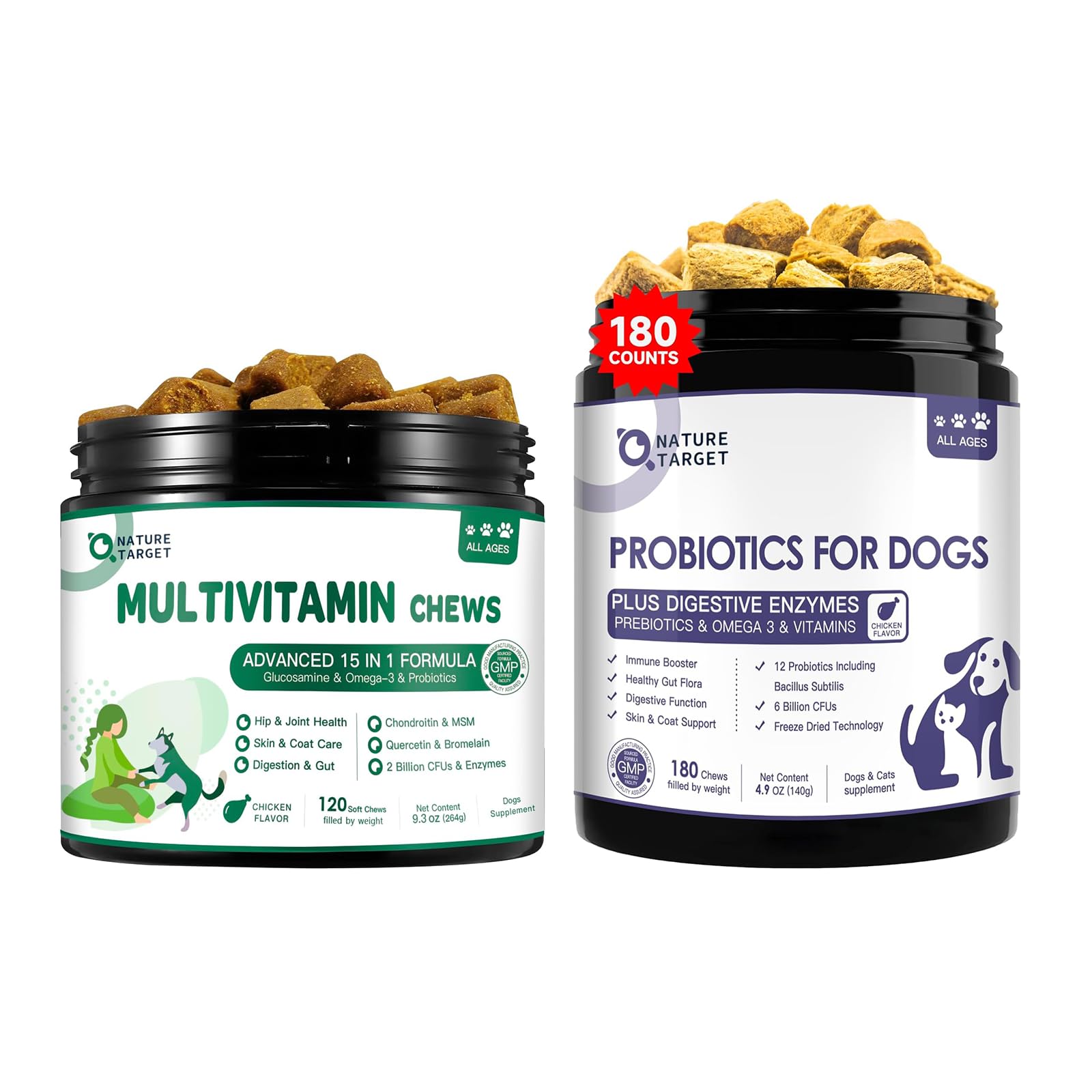 Dog Multivitamin, Probiotics for Dogs 180 Bites