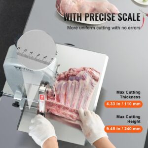 VEVOR Commercial Electric Meat Bandsaw, 650W Stainless Steel Countertop Bone Sawing Machine, Workbeach 12.4" x 18.1", 4.33 Inch Max Cutting Thickness, Frozen Meat Cutter for Rib Pork Beef