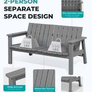 SERWALL Outdoor Bench for 2 Person, Grey 1 Pack