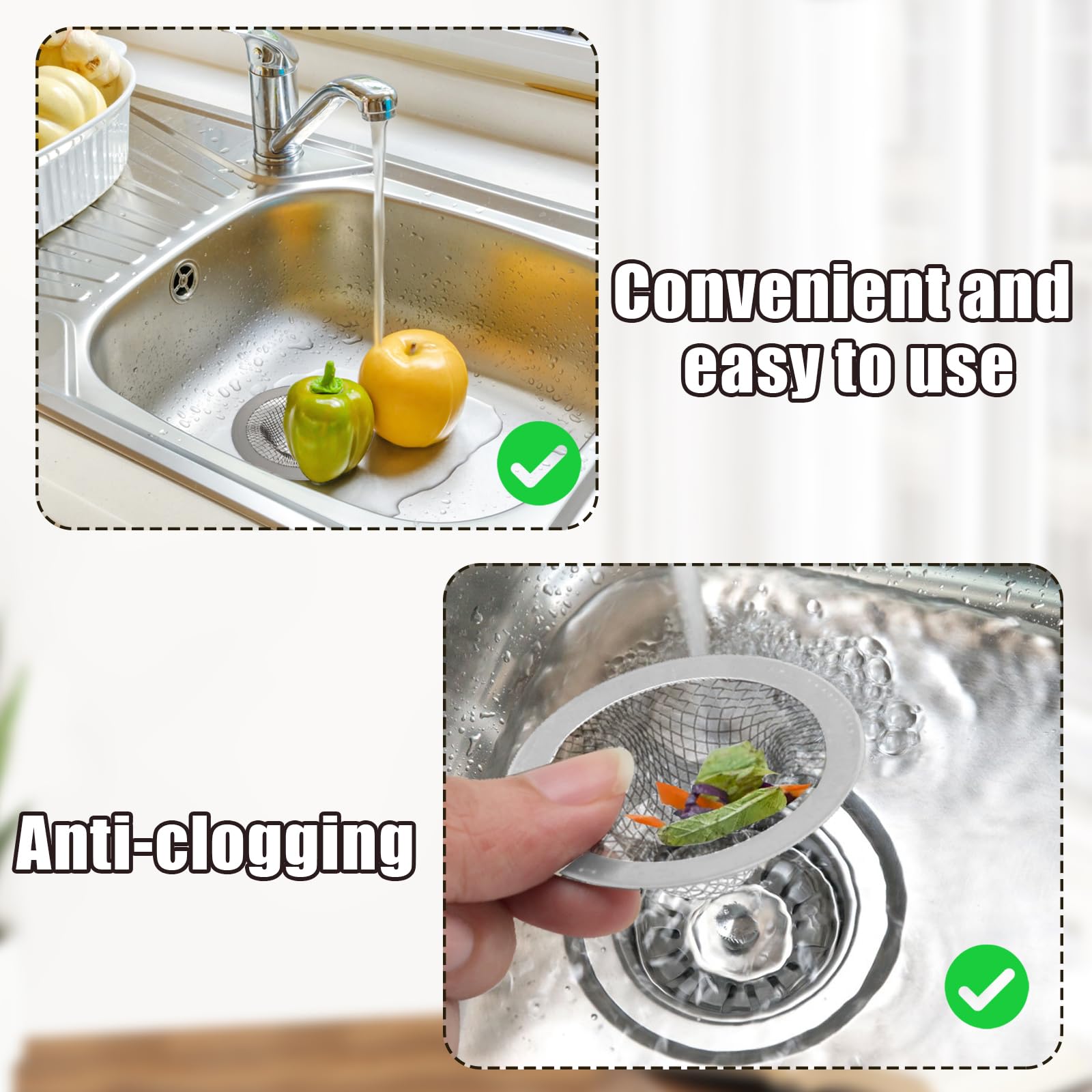 BokWin 4PCS 2.75 inch Top / 1 inch Stainless Steel Mesh Sink Strainer Slop Basket Filter Trap for Kitchen Drain Basket