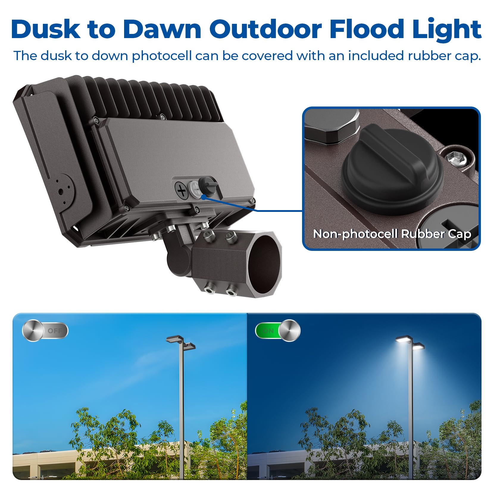 CINOTON 100W LED Canopy Light 2 Pack and 150W/100W/75W LED Flood Light Slipfitter 1 Pack