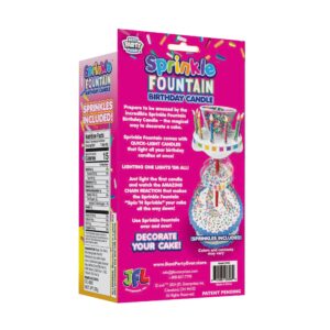 BEST PARTY EVER! Sprinkle Fountain Birthday Candle with 32 Candles, Reusable Sprinkle Spinning Birthday Cake Topper, Decorate Your Cake in Sprinkles