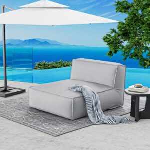 patio furniture bean bag 2 person chaise lounge chair outdoor middle chair reclining chair garden pool lounge chairs sunbathing recliners beach lounge chair sunbed (light gray, 2 person lounge chair)