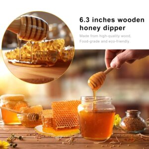 4PCS Honey Mixing Stirrer, 6.3 Inches Wooden Honey Dipper, Smooth Honey Comb Stick, Honey Spoon Collecting Dispensing Drizzling Jam (Straight Handle)