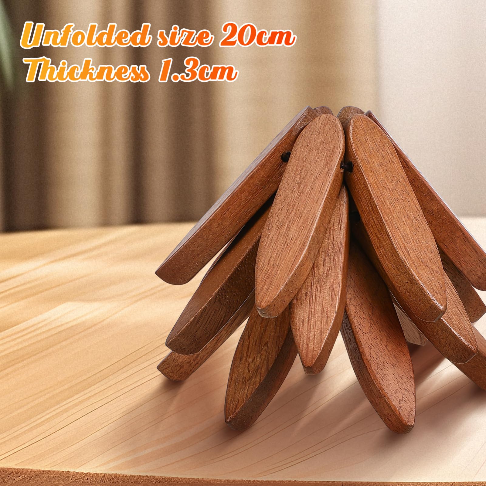 PartyKindom Wooden Trivets for Hot Dishes: Walnut Tree Coasters Foldable Wood Tree Trivets for Hot Pots Bowl Teapot Pans Christmas Table Decor (3 Layers + 1 Stand)