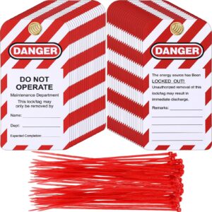 briwooody 40 pack lockout tagout tags vehicle lockout kit danger do not operate tags with 40 zip ties, 32 mil vinyl, osha compliant loto tags for lock out tag out, equipment repair