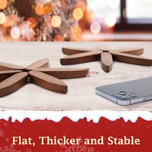 Wooden Tree Coasters with Holder, Wooden Trivets for Hot Dishes Decorative Christmas Tree Shape Includes 3 Pcs Hot Plate Mats, Tree Trivets for Hot Pots and Pans, Hot Pads for Countertop, Sapele