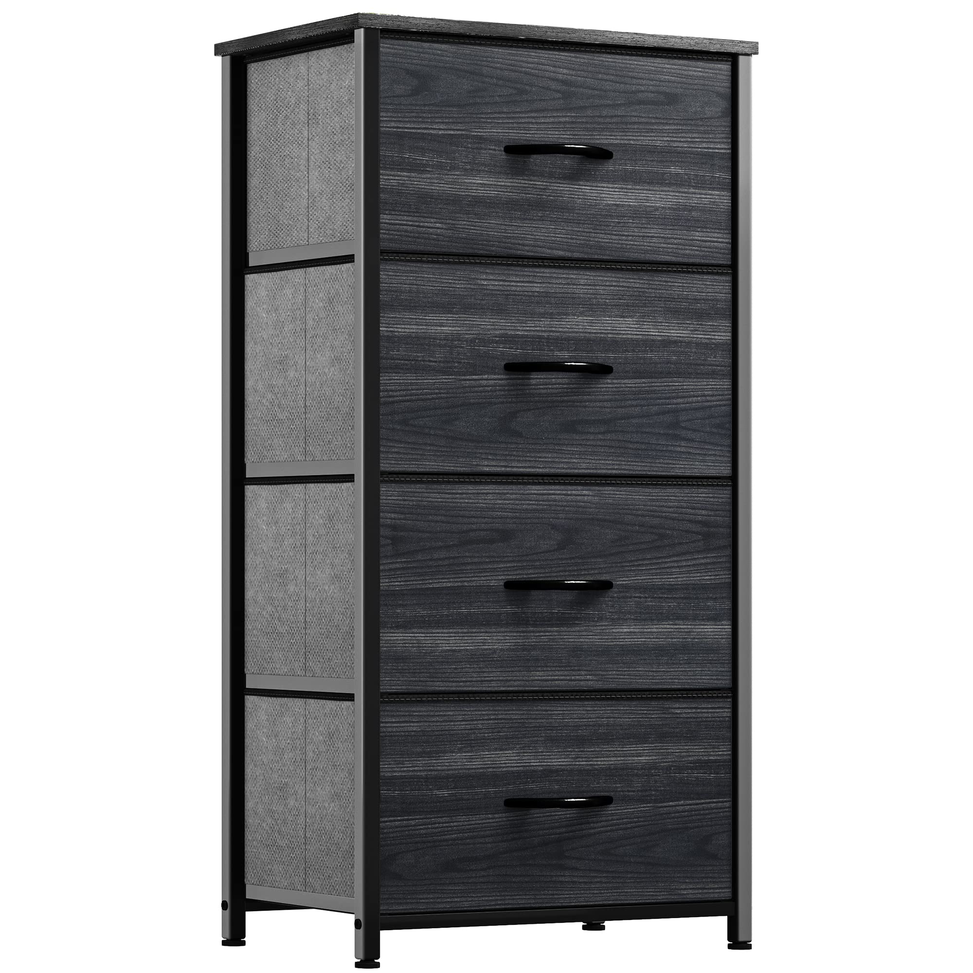 YITAHOME Dresser with 4 Drawers - Fabric Storage Tower, Organizer Unit for Bedroom, Hallway, Closets - Sturdy Steel Frame, Wooden Top & Easy Pull Fabric Bins