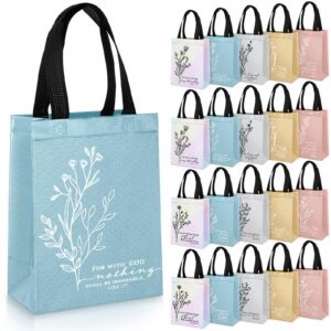 sweetude 20 pcs christmas inspirational christian gift bags bulk with handle aesthetics bible verse gift bags baptism bags reusable non woven bags for family church religious party favor(mild color)