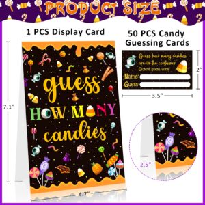 BIZIBAFF Halloween Guess How Many Candies Game Halloween Candy Party Game for Adults Women 50 Candies Guessing Game Cards Halloween Baby Shower Party Game Decoration Halloween Party Favors Supplies