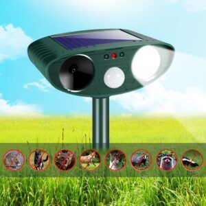 4 PCS Solar Animal Repeller, Ultrasonic Animal Repellent Outdoor with Motion Detection Deer Repellent Cat Rabbit Repellent Deterrent Raccoon Dog Skunk Repellent for Yard Garden Farm